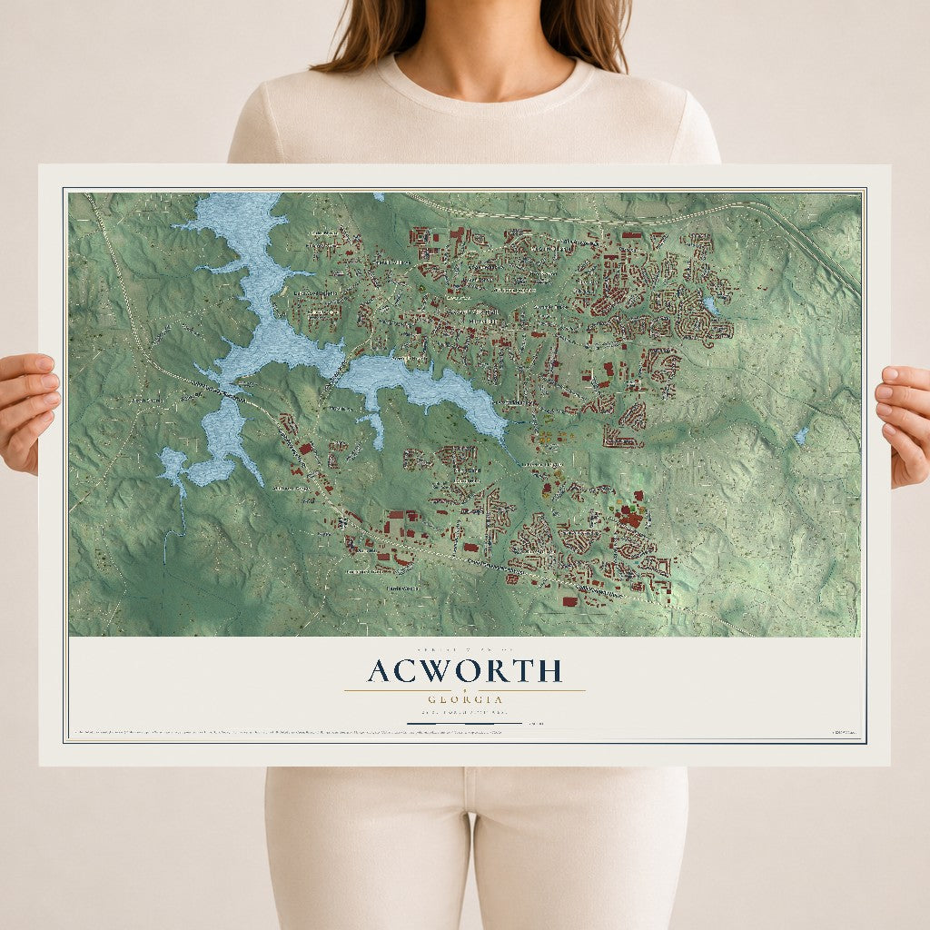 Acworth, Georgia map print, 18" x 24" Archival Matte Print mockup