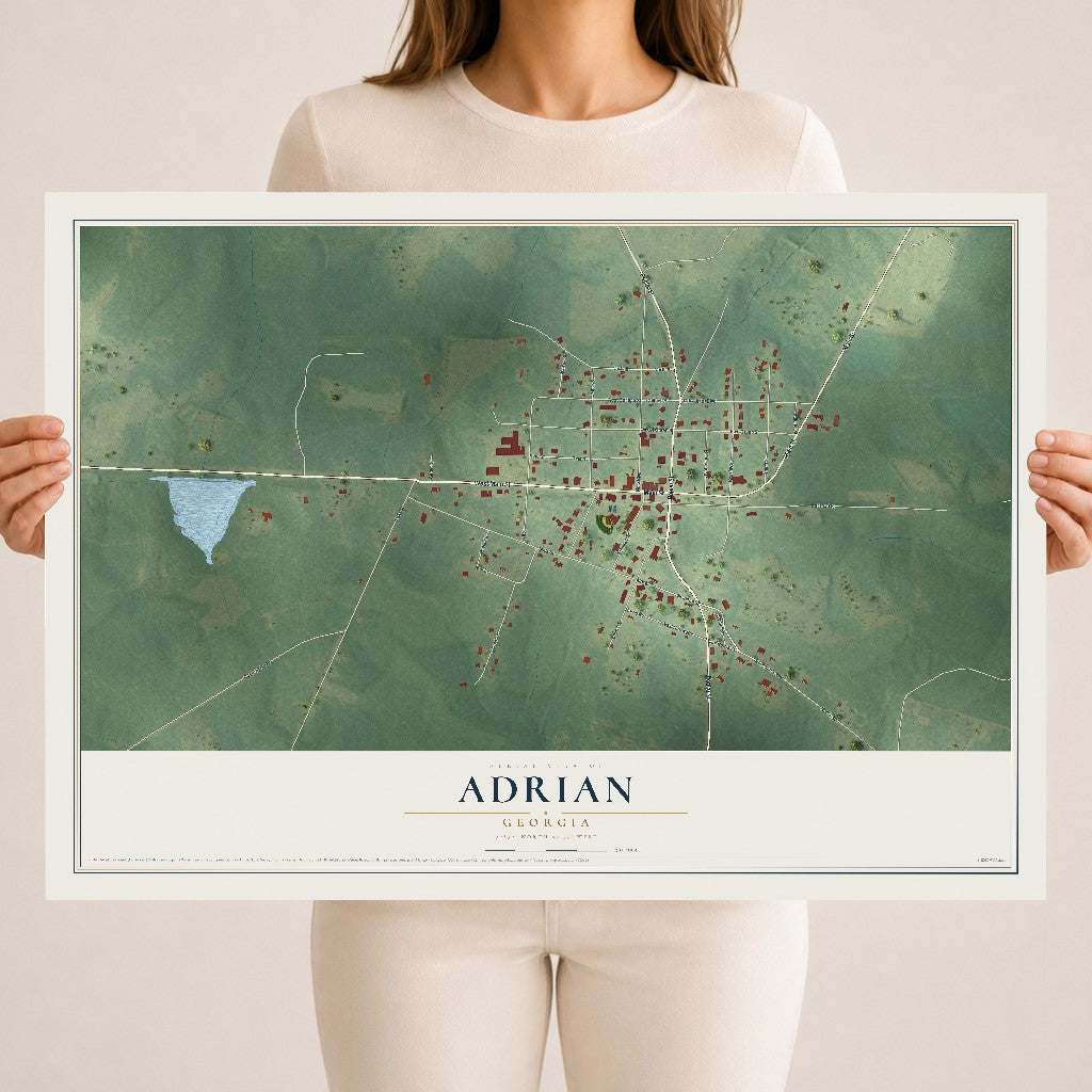 Adrian, Georgia map print, 18" x 24" Archival Matte Print mockup