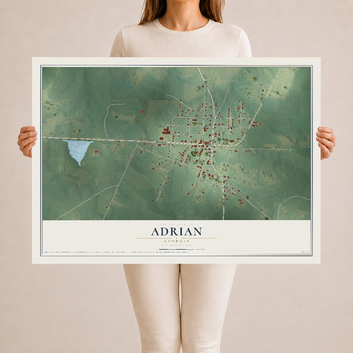 Adrian, Georgia map print, 24" x 36" Archival Matte Print mockup