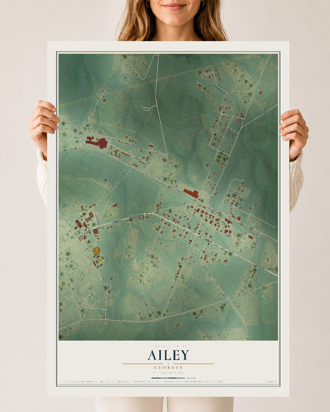 Ailey, Georgia map print, 24" x 36" Archival Matte Print mockup