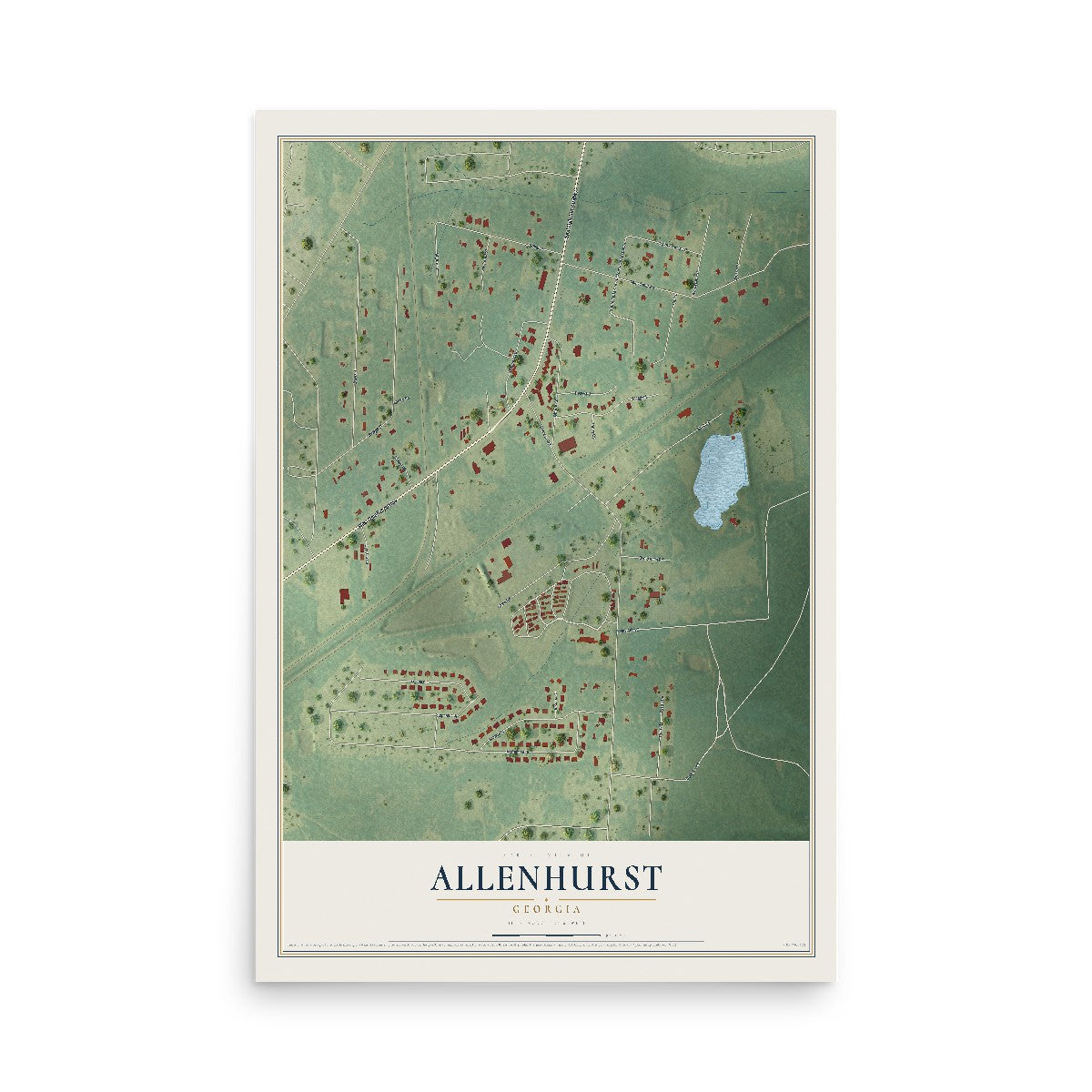 Allenhurst, Georgia map print, 12" x 18" Archival Matte Print mockup