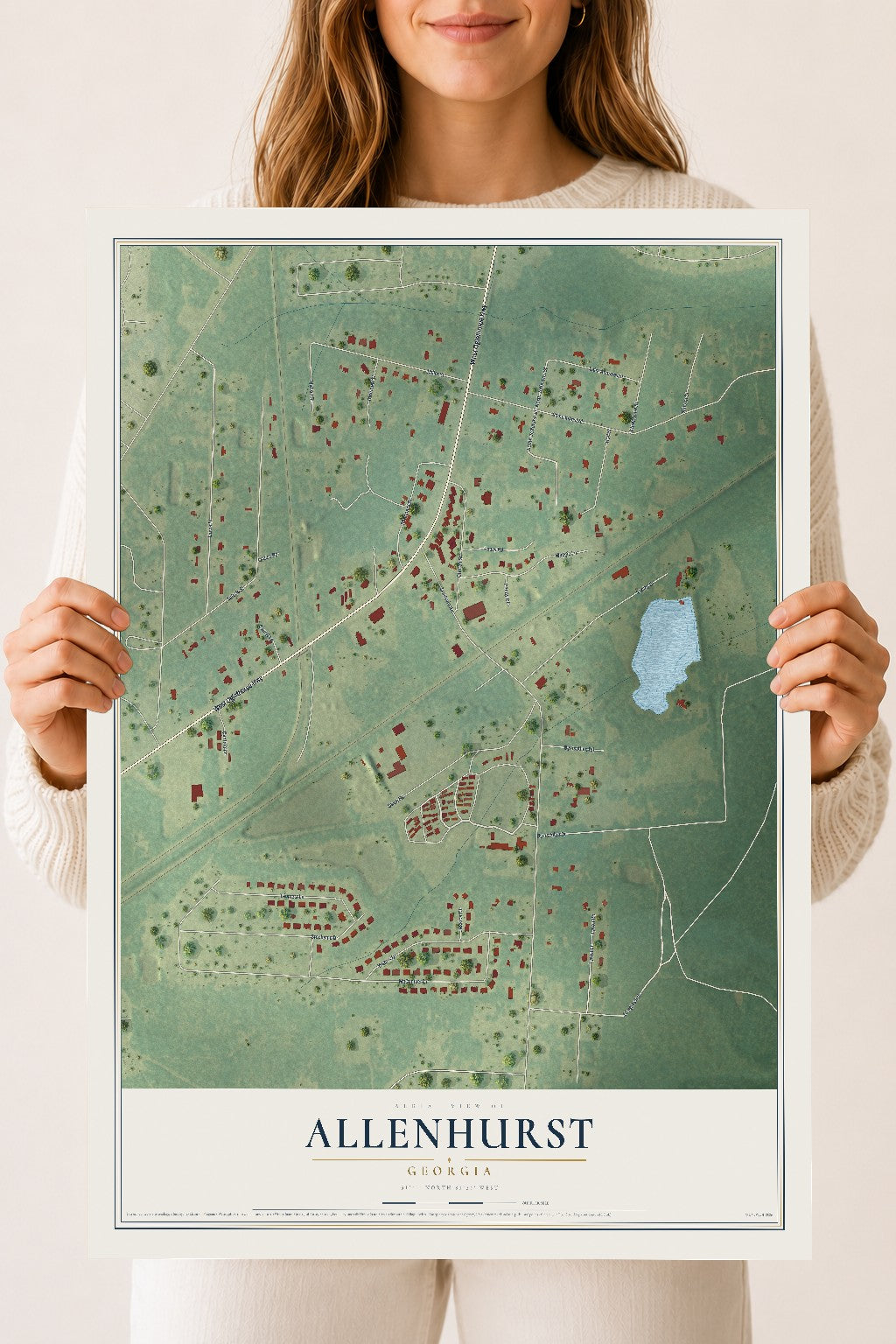 Allenhurst, Georgia map print, 18" x 24" Archival Matte Print mockup