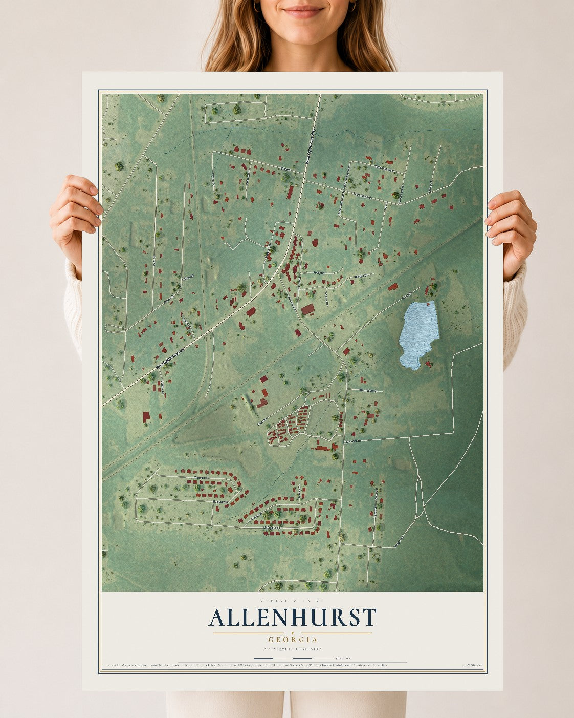 Allenhurst, Georgia map print, 24" x 36" Archival Matte Print mockup