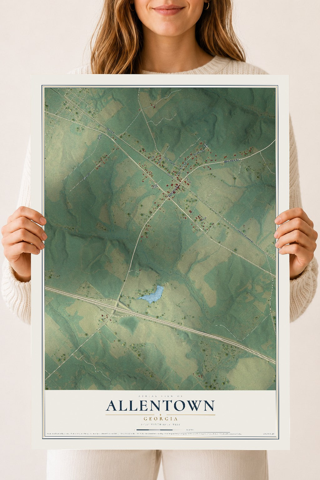 Allentown, Georgia map print, 18" x 24" Archival Matte Print mockup