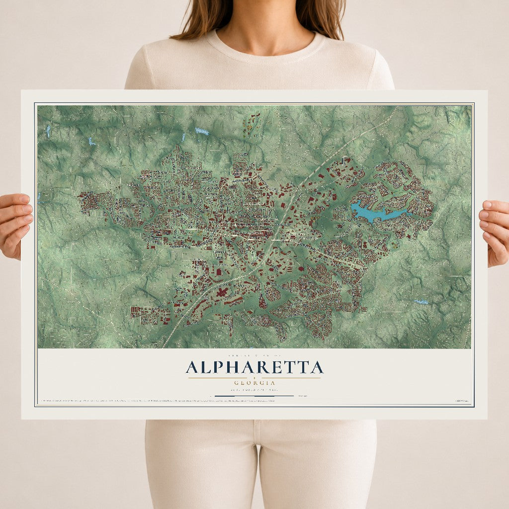 Alpharetta, Georgia map print, 18" x 24" Archival Matte Print mockup