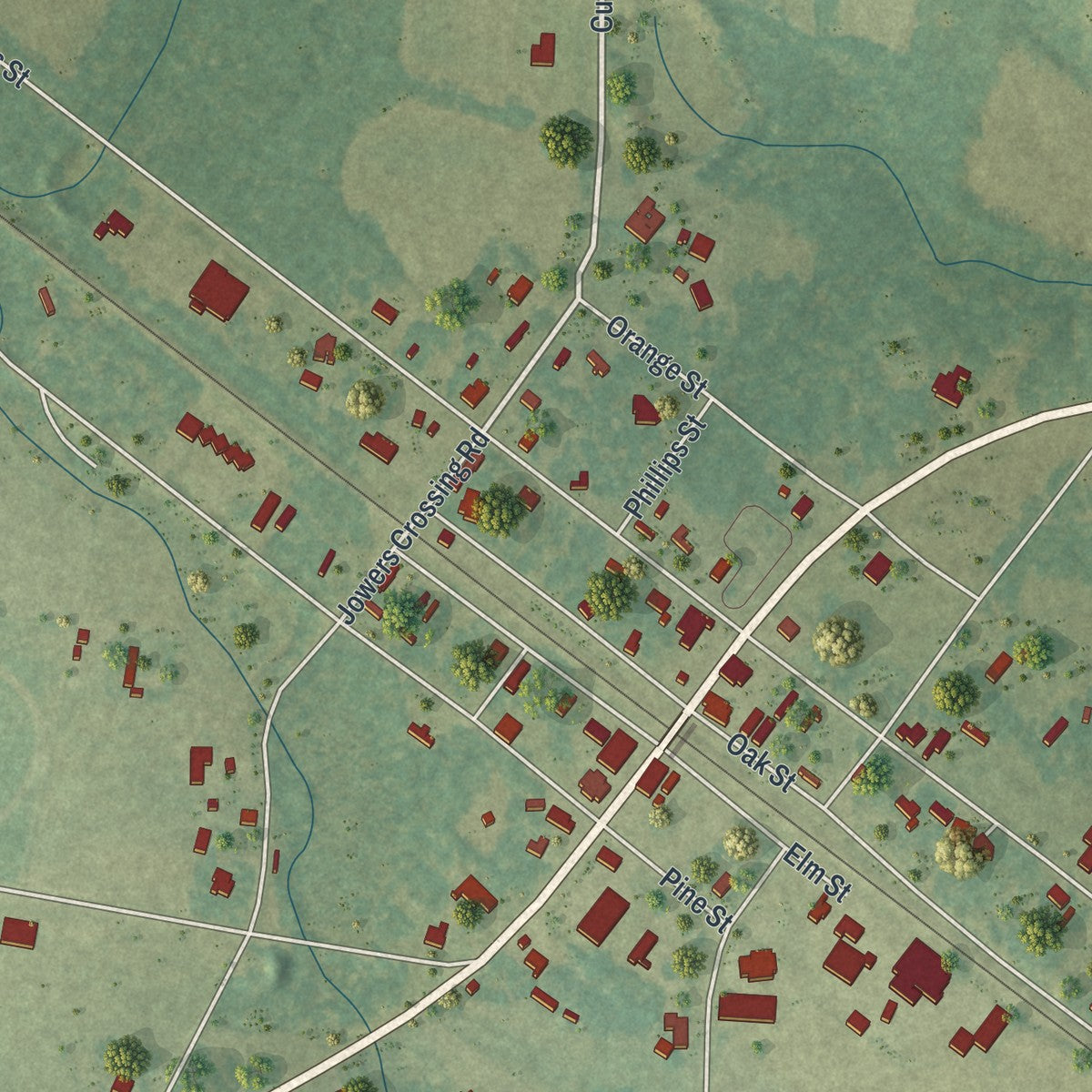 Close-up 1 of the Ambrose, Georgia map artwork