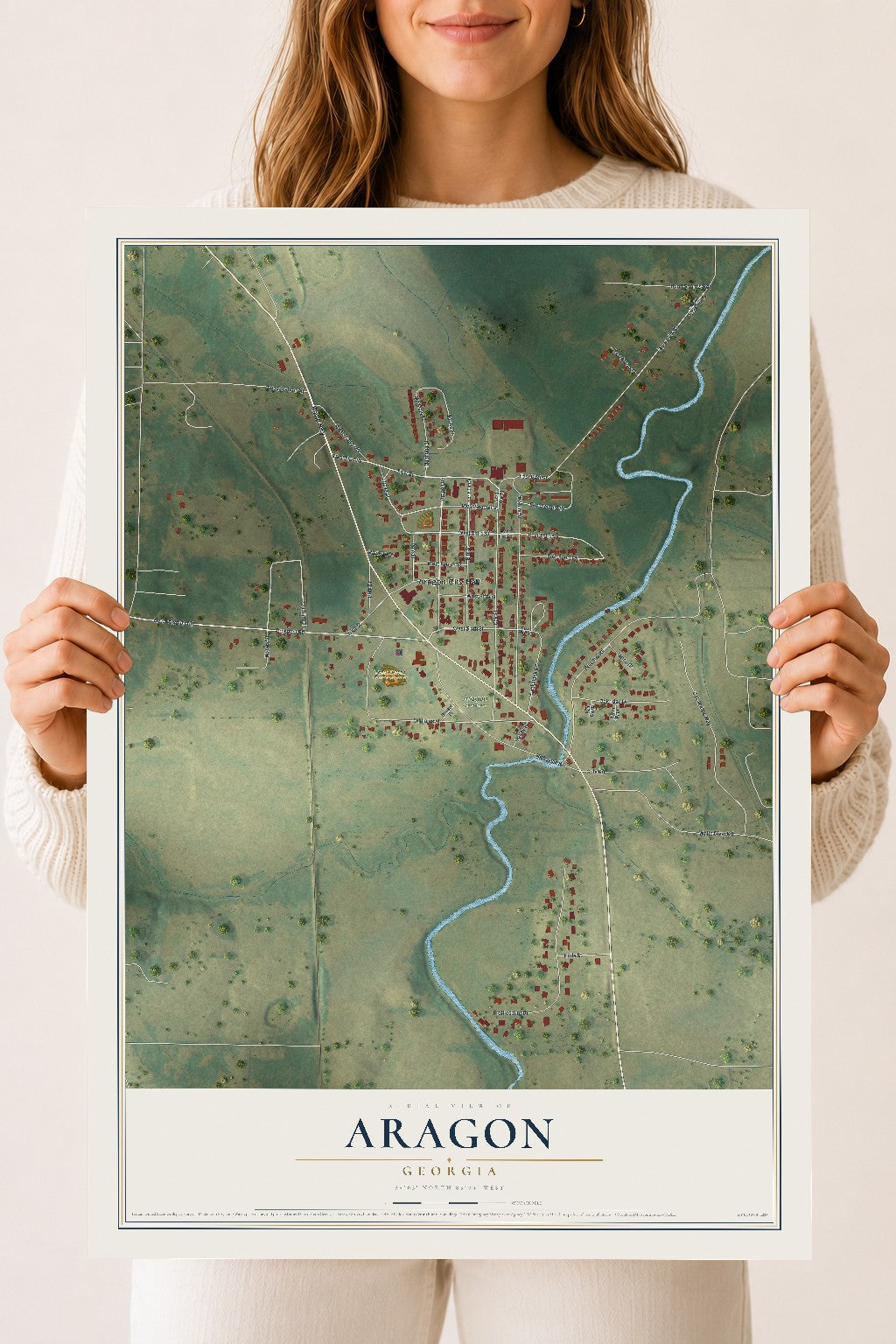 Aragon, Georgia map print, 18" x 24" Archival Matte Print mockup
