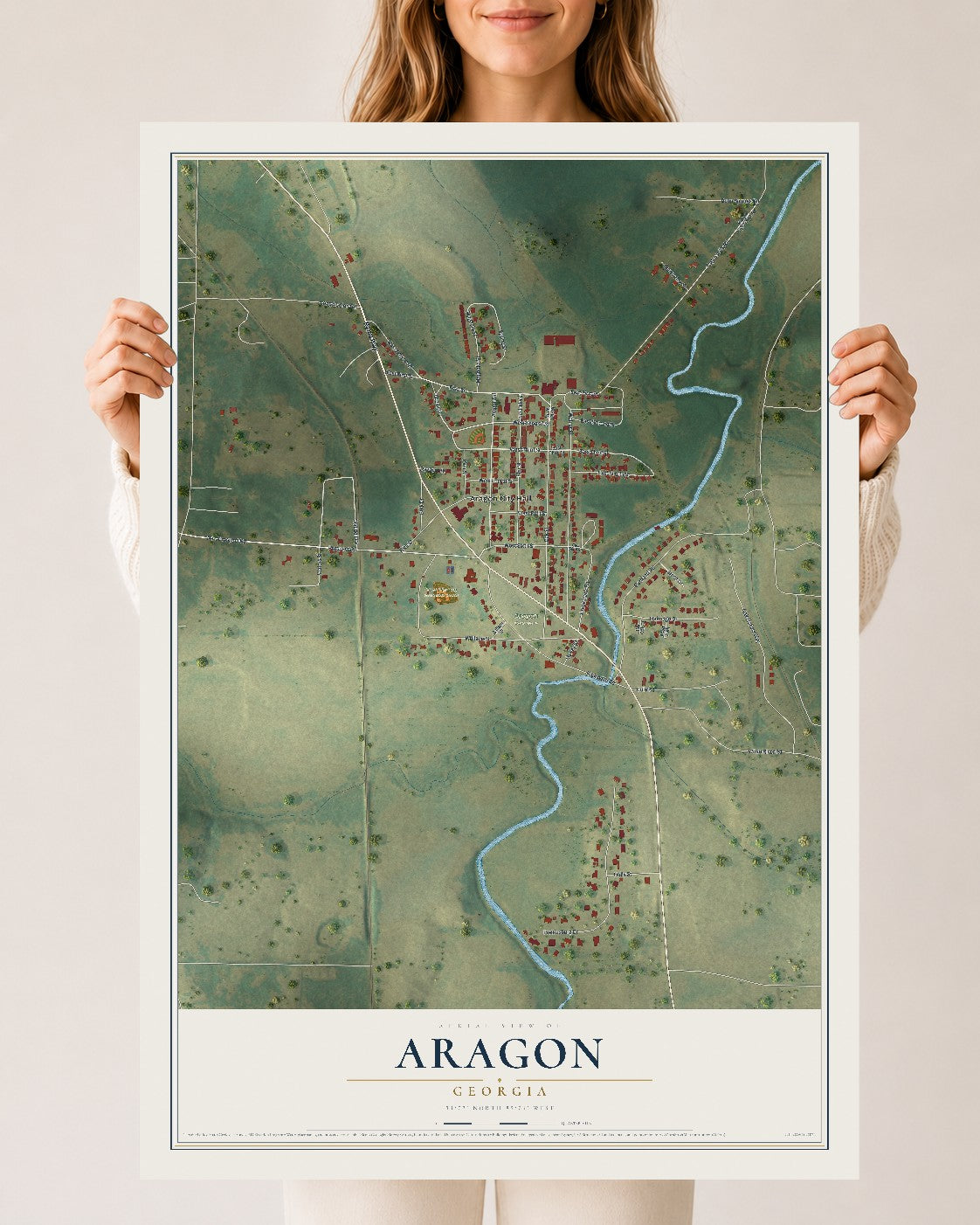 Aragon, Georgia map print, 24" x 36" Archival Matte Print mockup