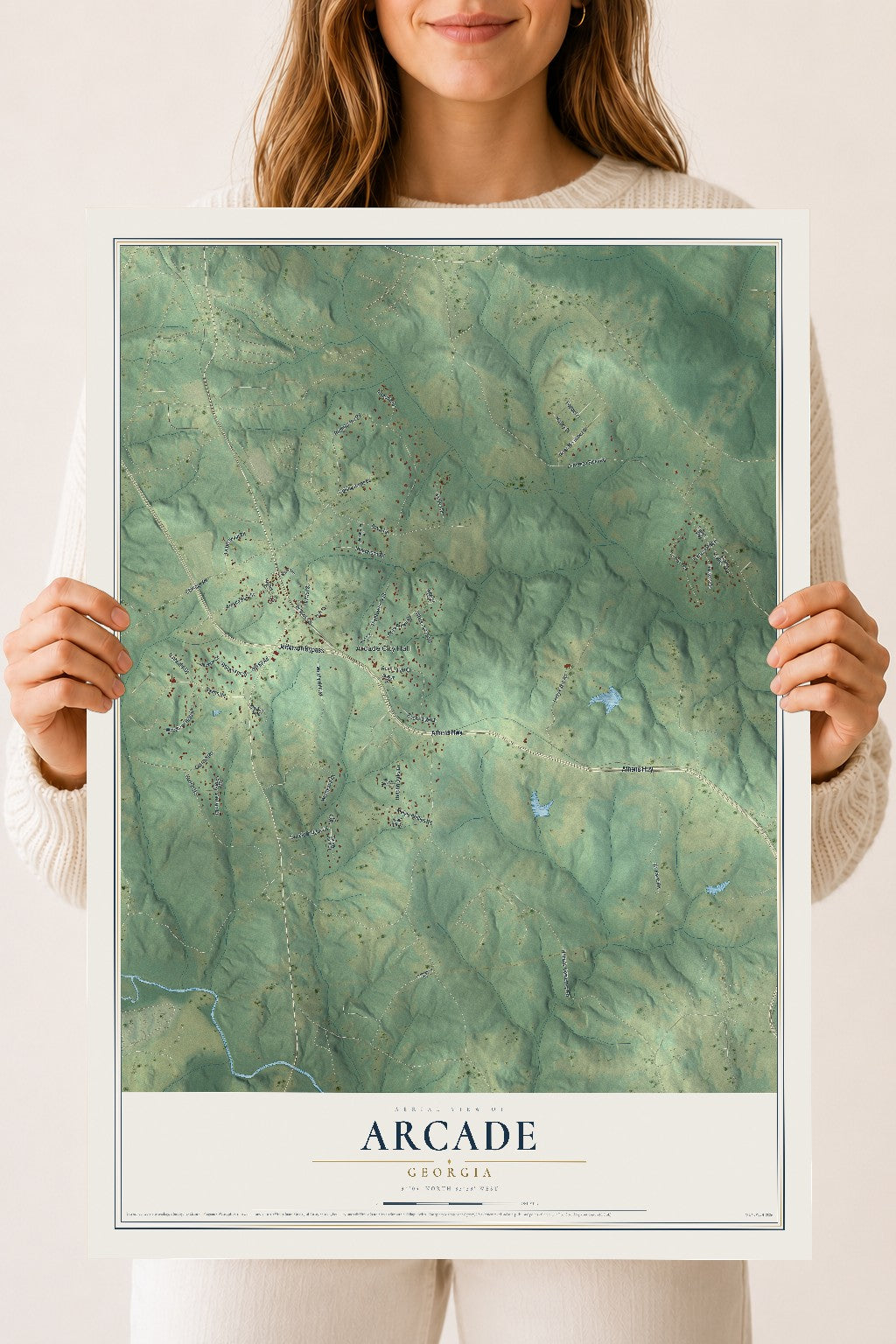 Arcade, Georgia map print, 18" x 24" Archival Matte Print mockup