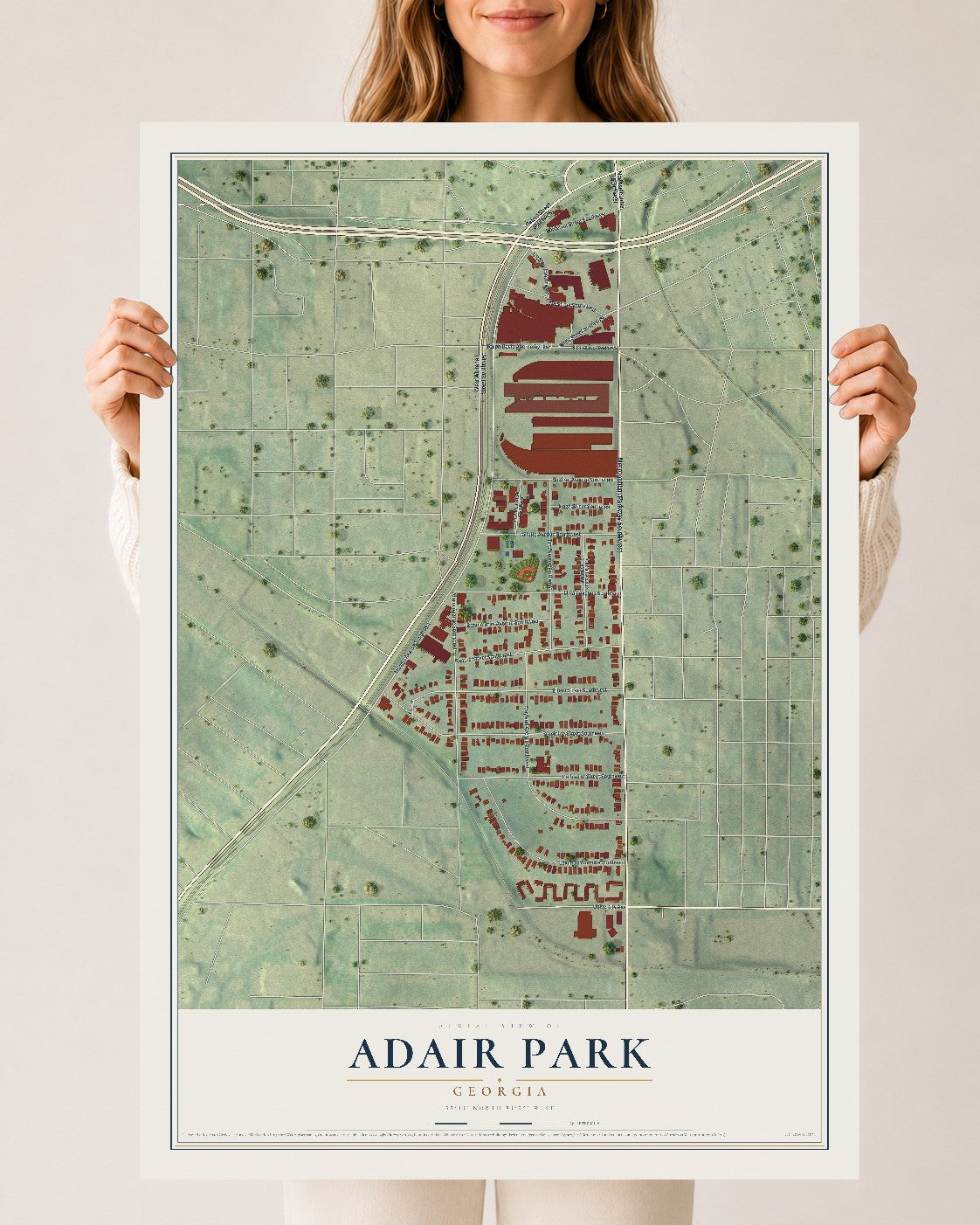 Adair Park, Georgia map print, 24" x 36" Archival Matte Print mockup
