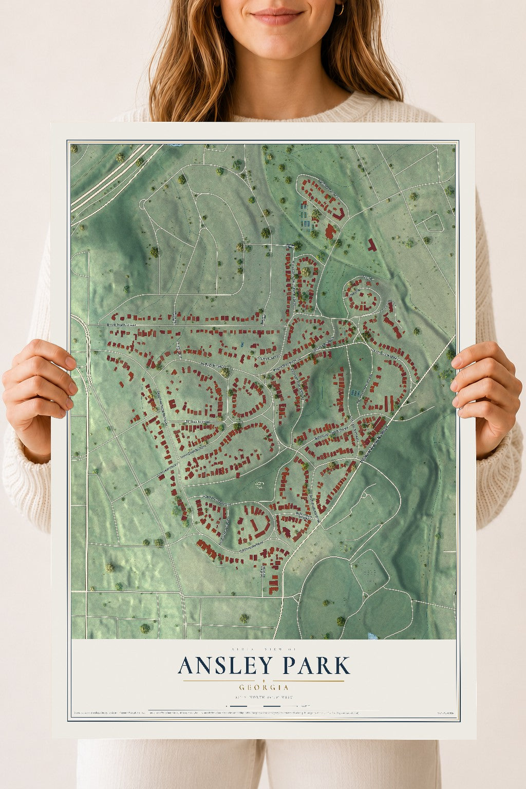 Ansley Park, Georgia map print, 18" x 24" Archival Matte Print mockup