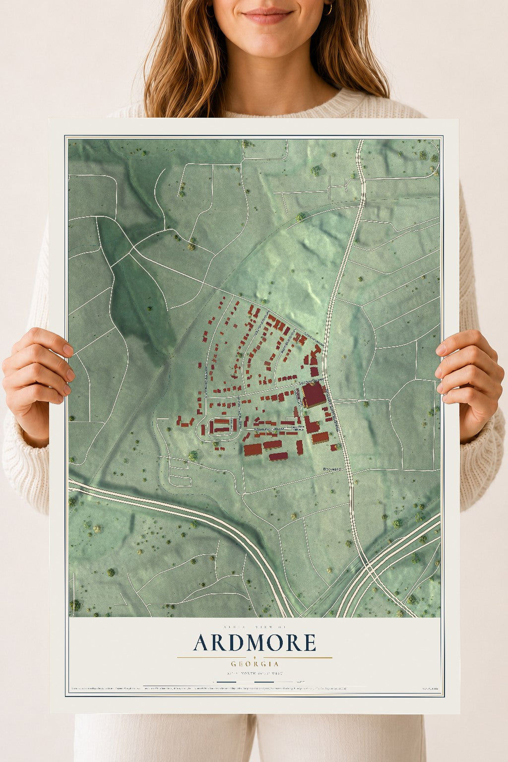 Ardmore, Georgia map print, 18" x 24" Archival Matte Print mockup