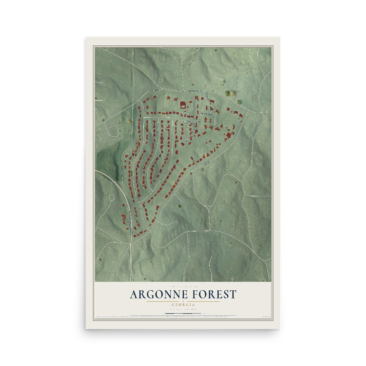 Argonne Forest, Georgia map print, 12" x 18" Archival Matte Print mockup