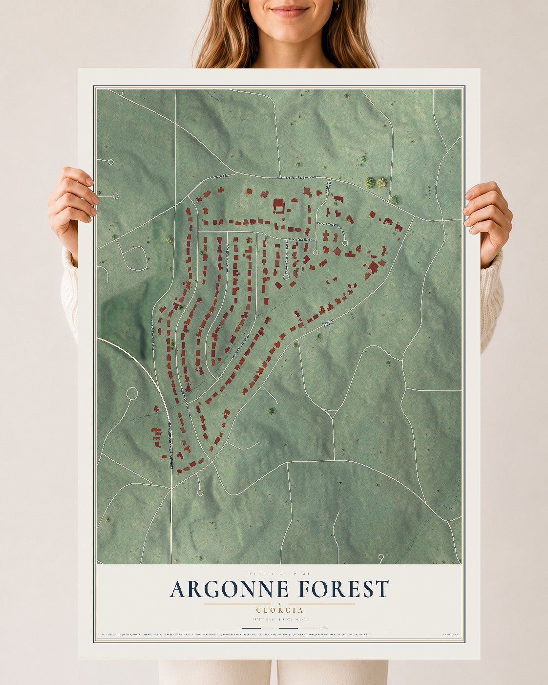 Argonne Forest, Georgia map print, 24" x 36" Archival Matte Print mockup