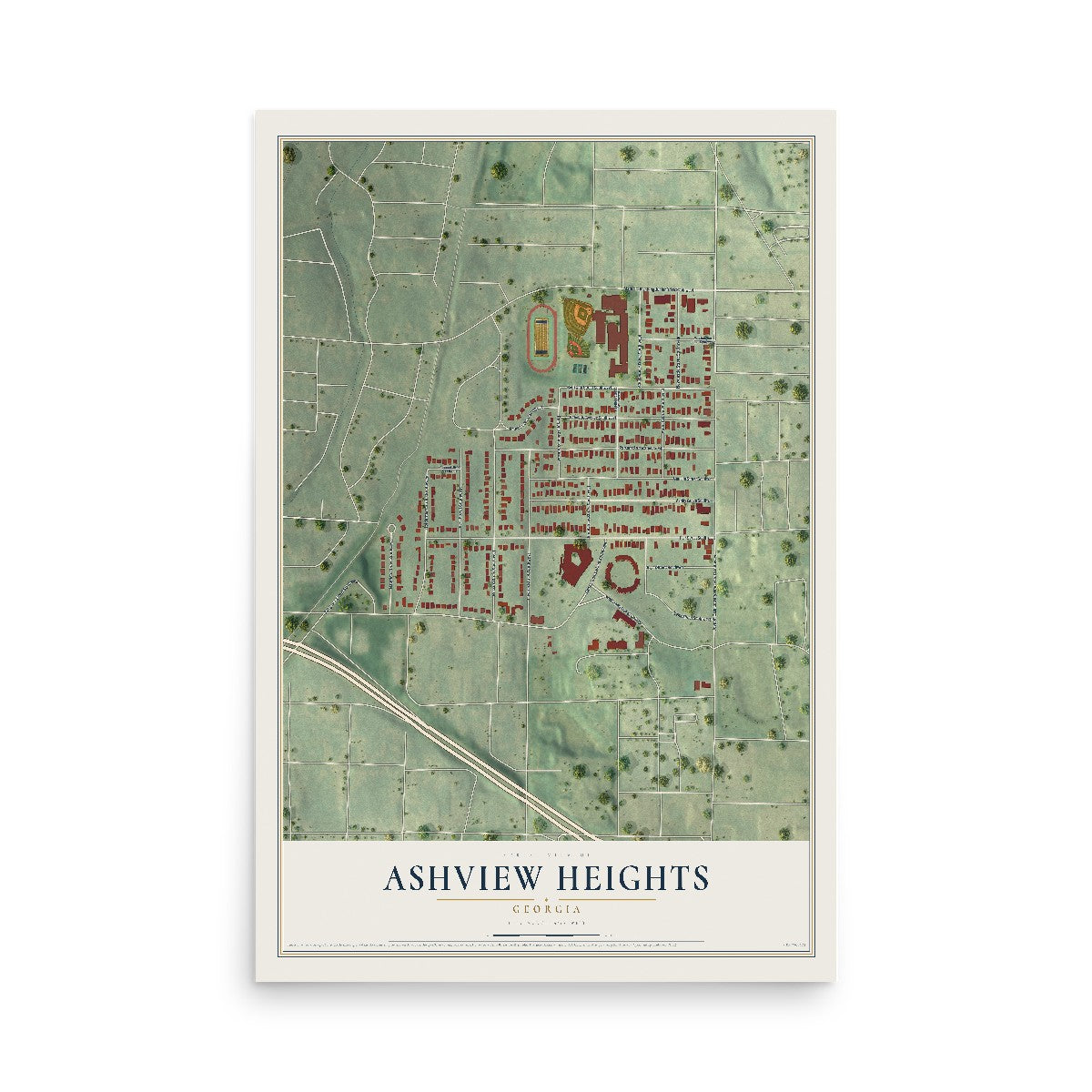 Ashview Heights, Georgia map print, 12" x 18" Archival Matte Print mockup