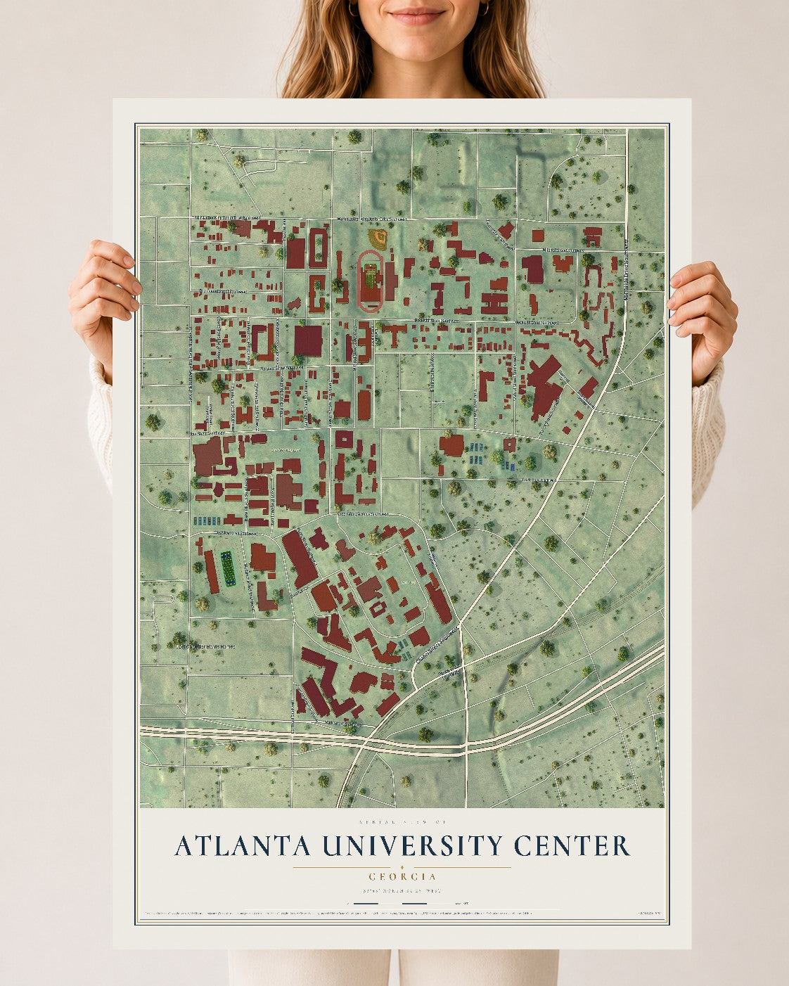 Atlanta University Center, Georgia map print, 24" x 36" Archival Matte Print mockup