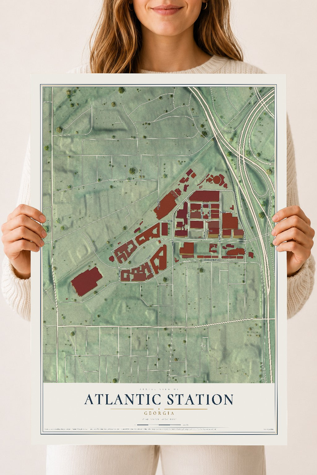 Atlantic Station, Georgia map print, 18" x 24" Archival Matte Print mockup