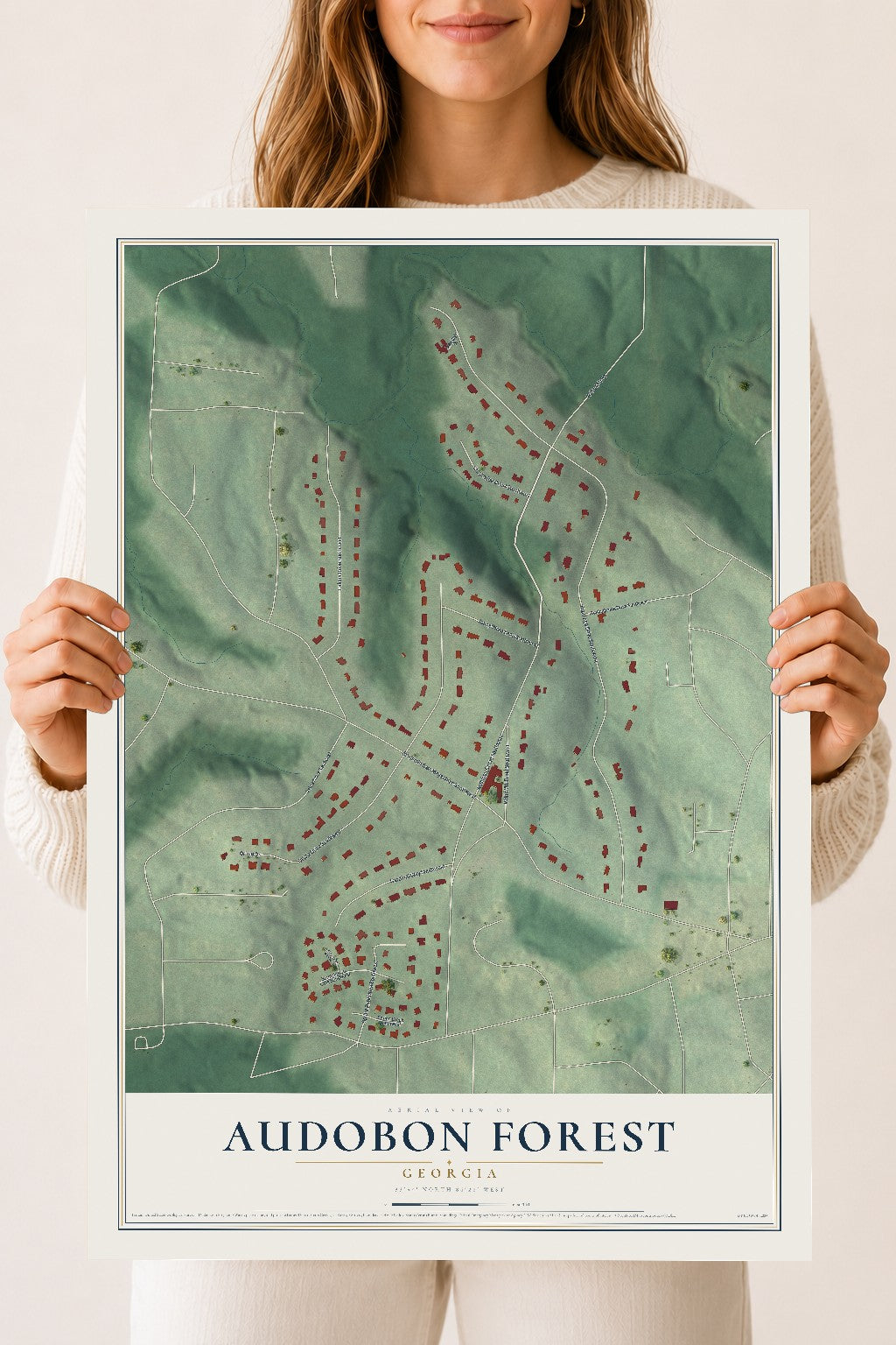Audobon Forest, Georgia map print, 18" x 24" Archival Matte Print mockup