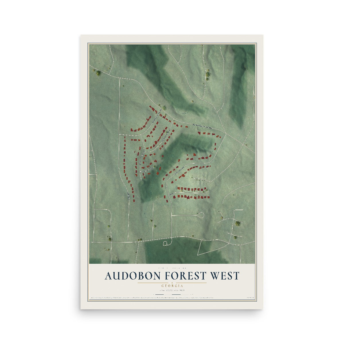 Audobon Forest West, Georgia map print, 12" x 18" Archival Matte Print mockup