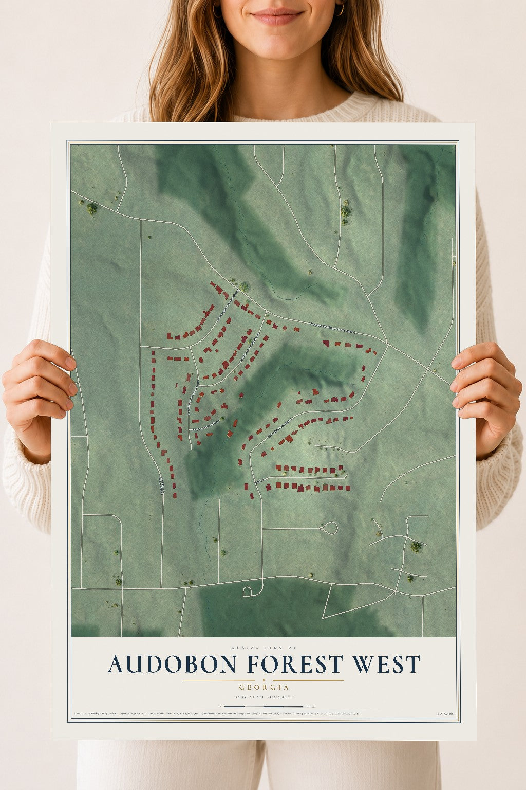 Audobon Forest West, Georgia map print, 18" x 24" Archival Matte Print mockup