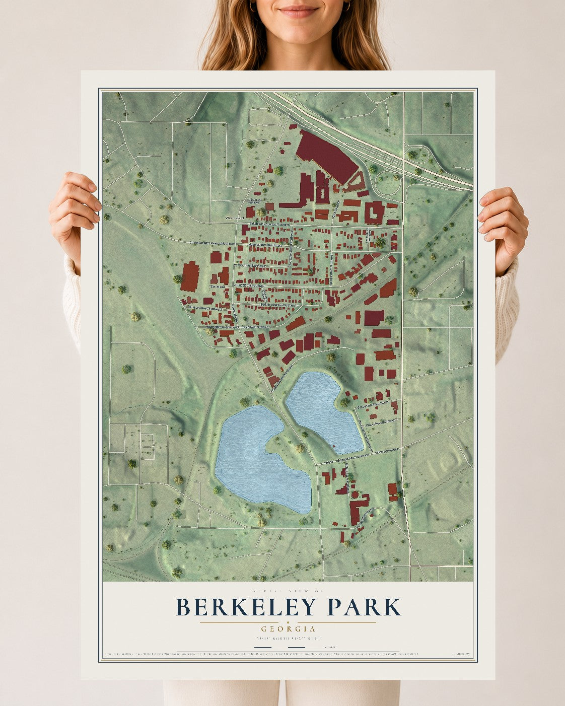 Berkeley Park, Georgia map print, 24" x 36" Archival Matte Print mockup