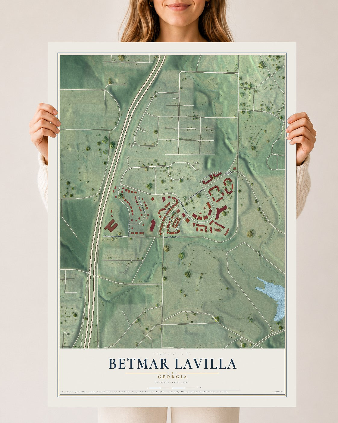 Betmar LaVilla, Georgia map print, 24" x 36" Archival Matte Print mockup