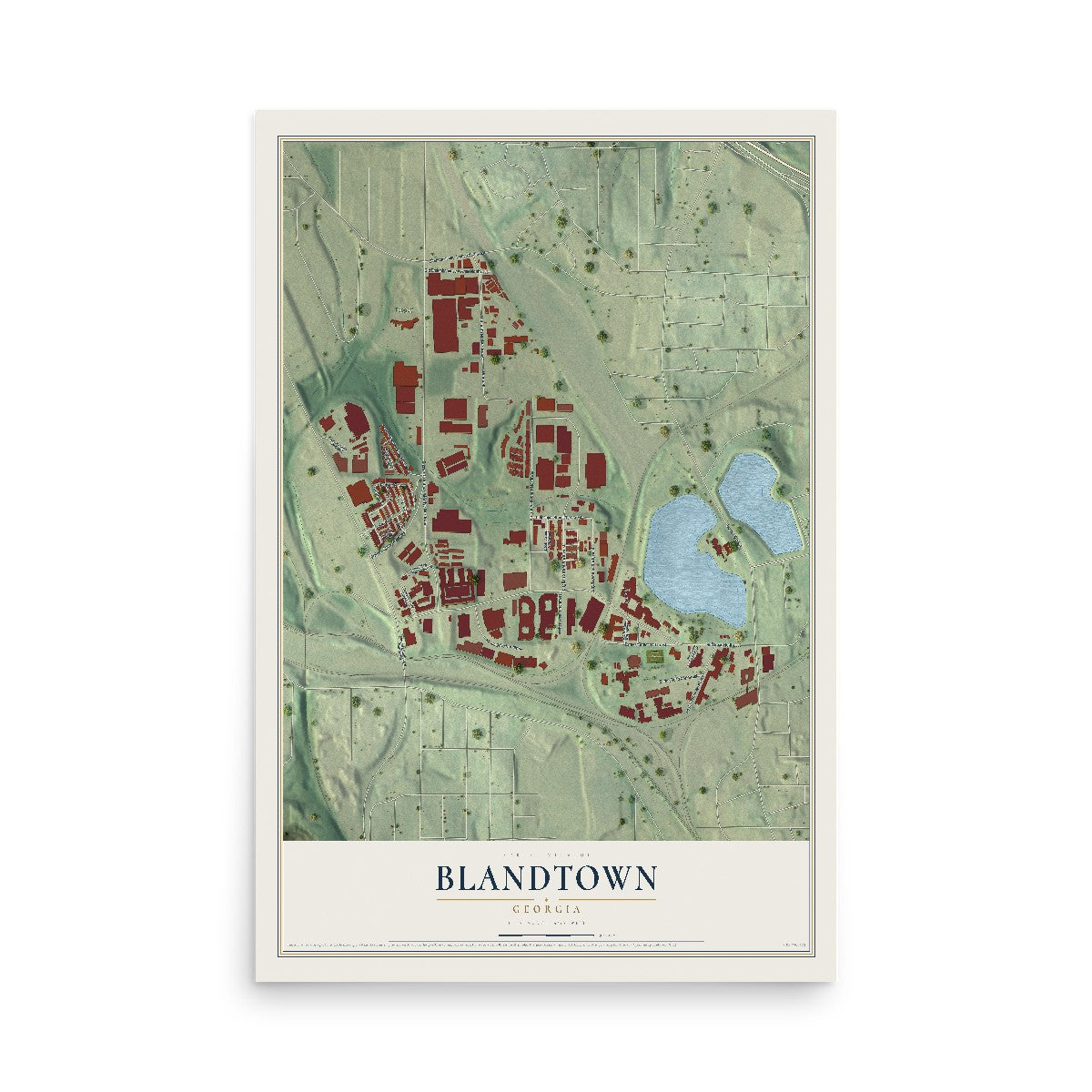 Blandtown, Georgia map print, 12" x 18" Archival Matte Print mockup