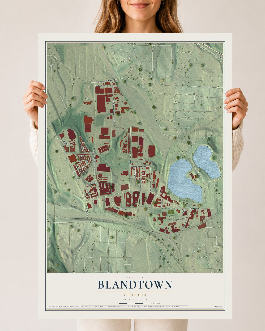 Blandtown, Georgia map print, 24" x 36" Archival Matte Print mockup