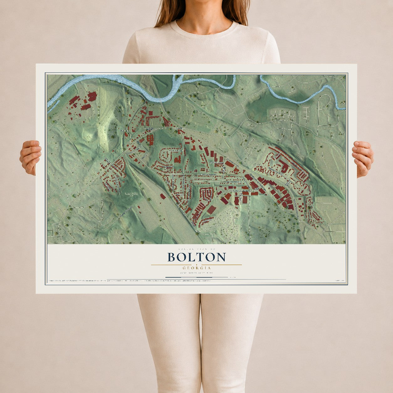 Bolton, Georgia map print, 24" x 36" Archival Matte Print mockup