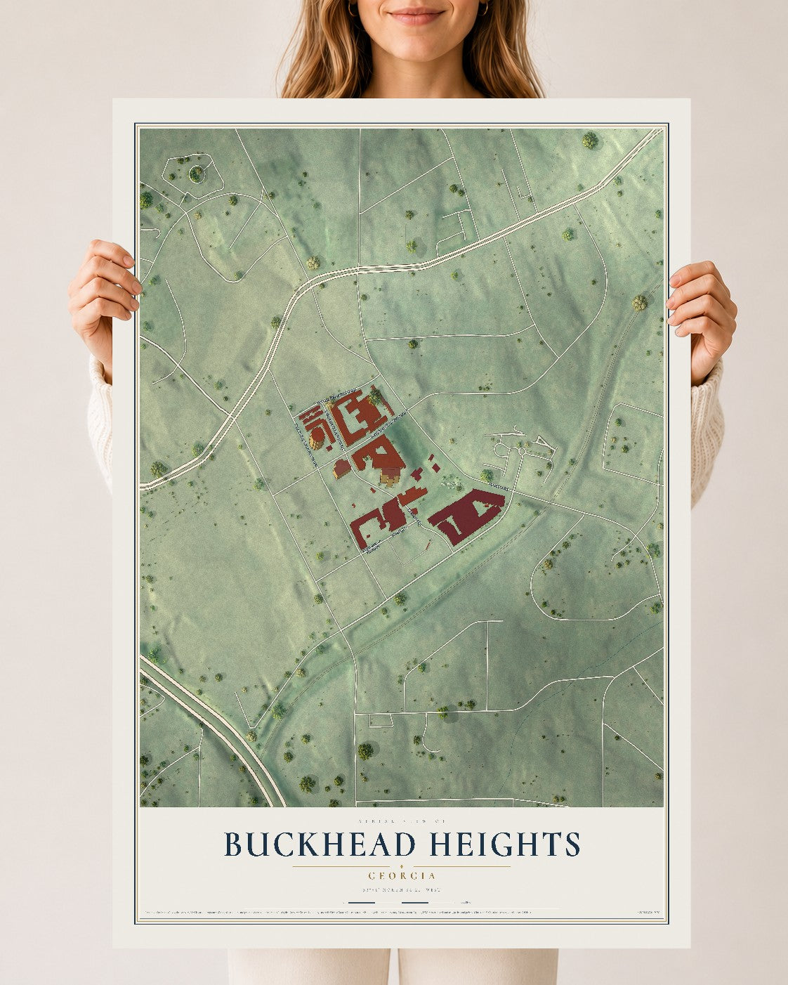Buckhead Heights, Georgia map print, 24" x 36" Archival Matte Print mockup
