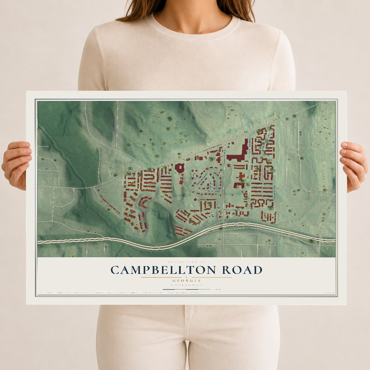 Campbellton Road, Georgia map print, 12" x 18" Archival Matte Print mockup