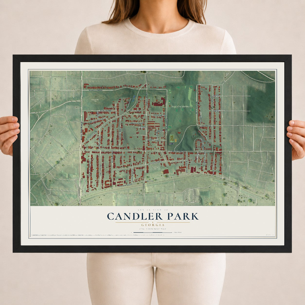 Candler Park, Georgia map print, 18" x 24" W/ Black Ayous Wood Frame mockup