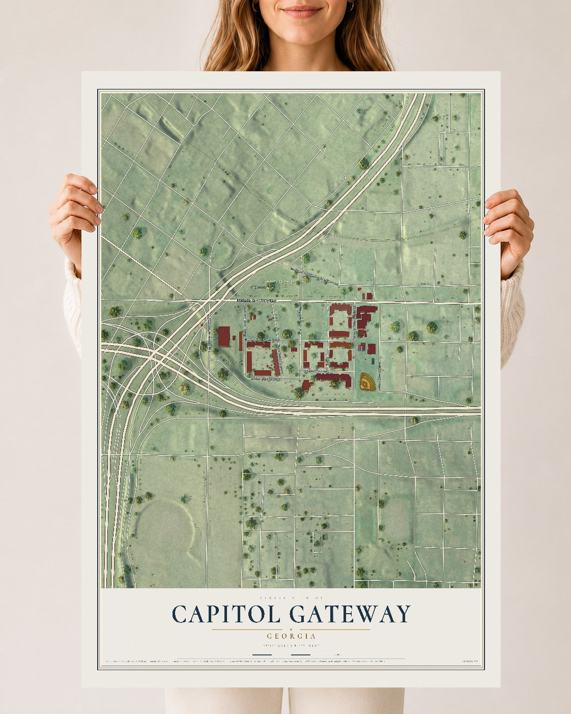 Capitol Gateway, Georgia map print, 24" x 36" Archival Matte Print mockup
