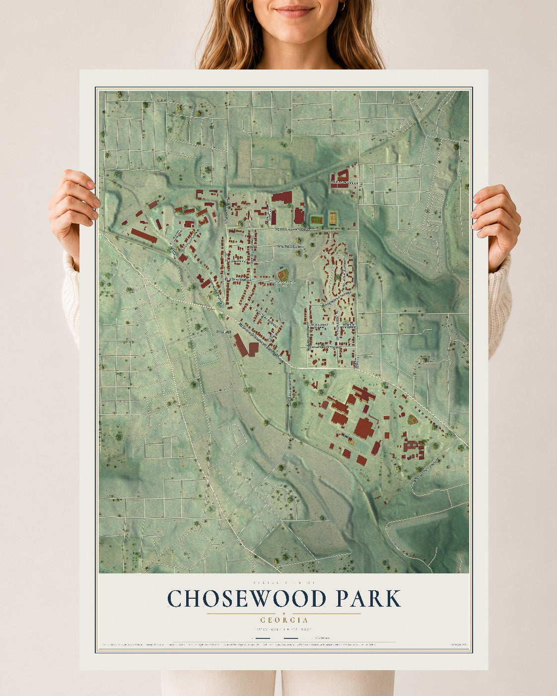 Chosewood Park, Georgia map print, 24" x 36" Archival Matte Print mockup