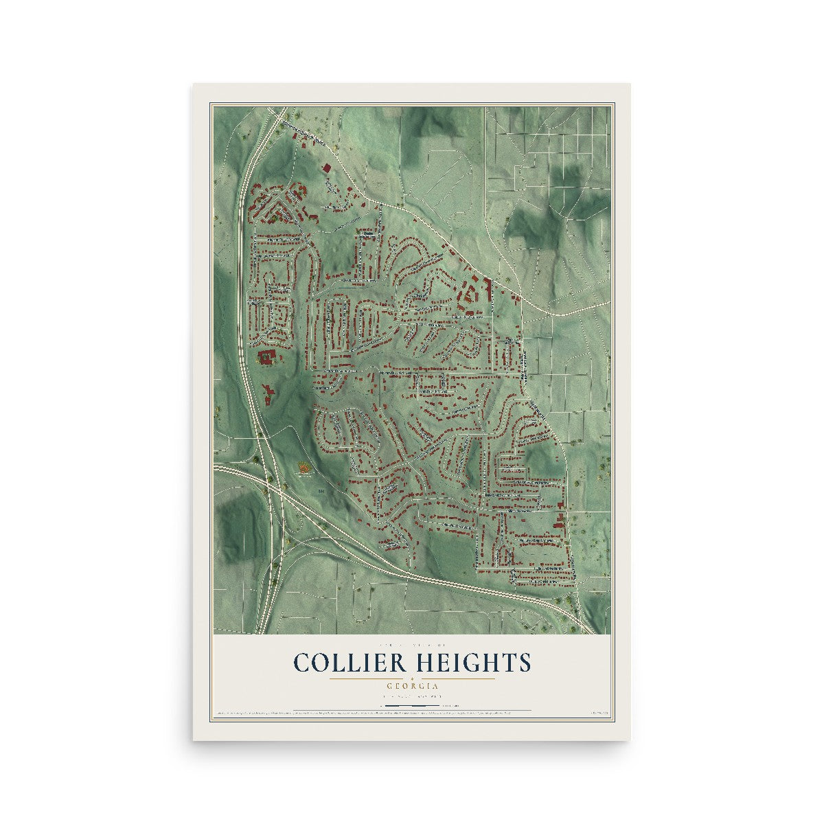 Collier Heights, Georgia map print, 12" x 18" Archival Matte Print mockup
