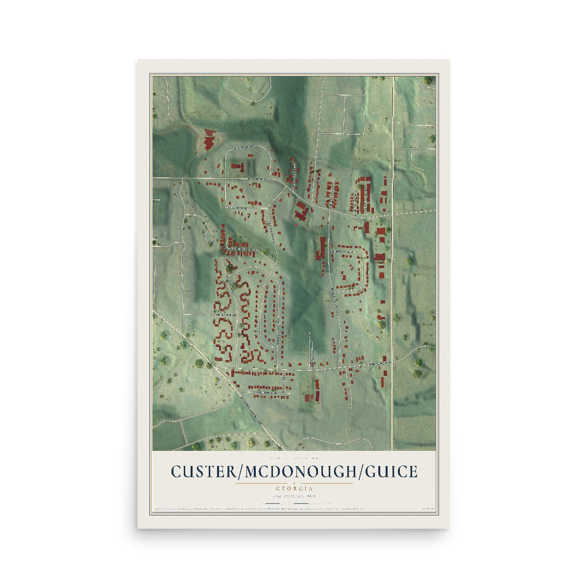 Custer-McDonough-Guice, Georgia map print, 12" x 18" Archival Matte Print mockup