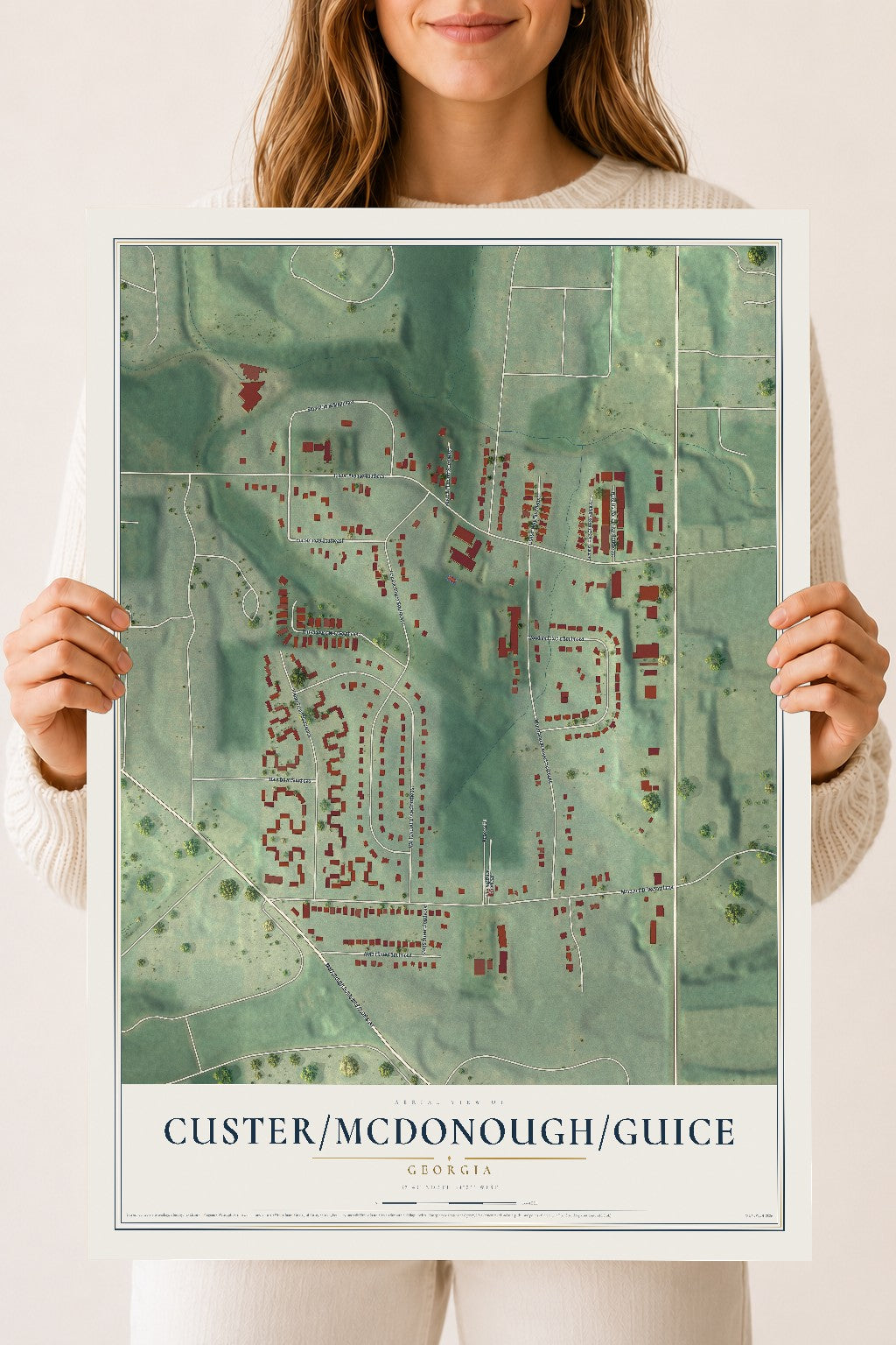 Custer-McDonough-Guice, Georgia map print, 18" x 24" Archival Matte Print mockup