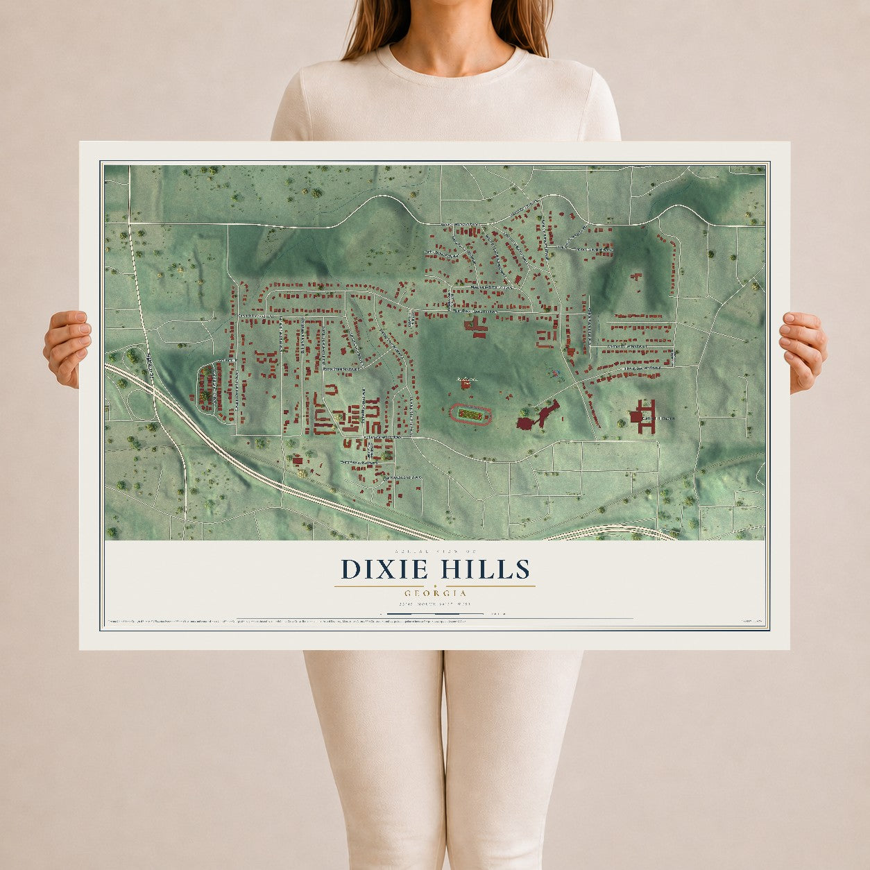 Dixie Hills, Georgia map print, 24" x 36" Archival Matte Print mockup