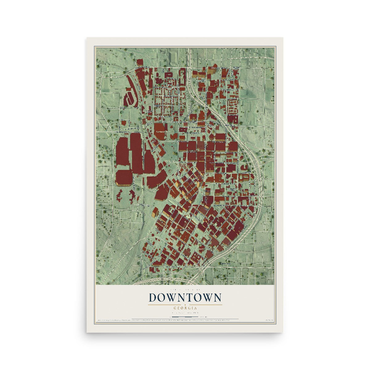 Downtown, Georgia map print, 12" x 18" Archival Matte Print mockup