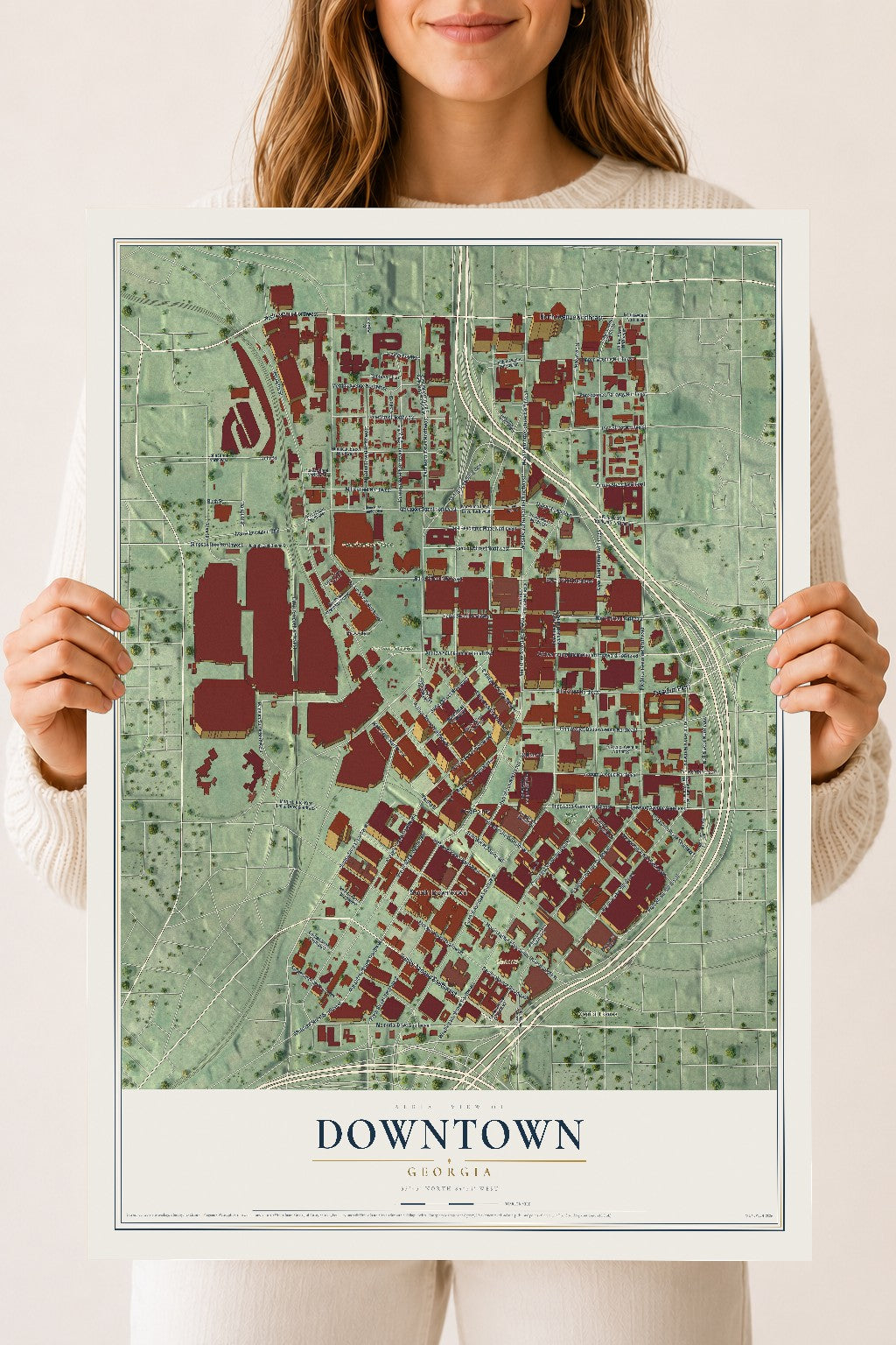 Downtown, Georgia map print, 18" x 24" Archival Matte Print mockup