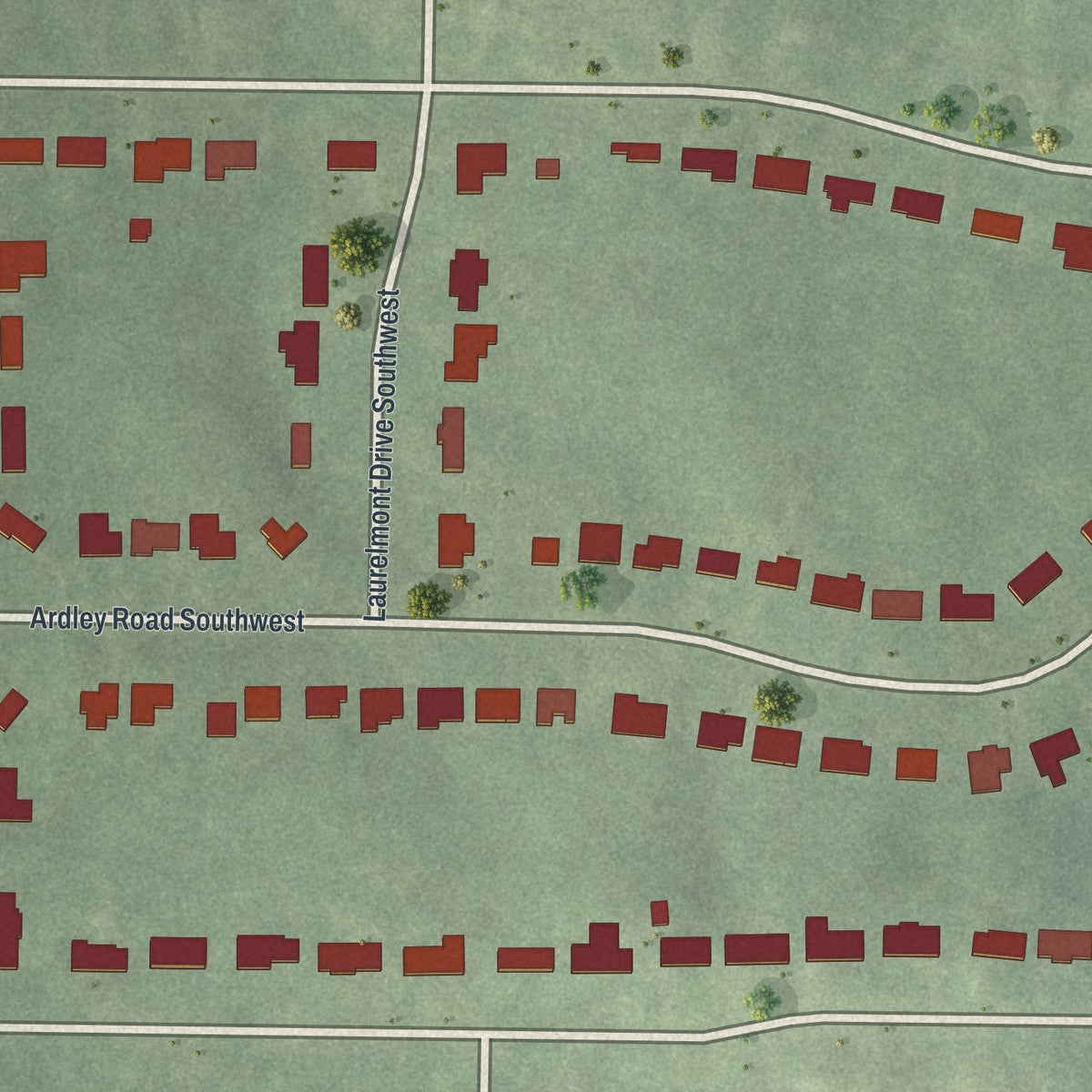 Close-up 1 of the East Ardley Road, Georgia map artwork