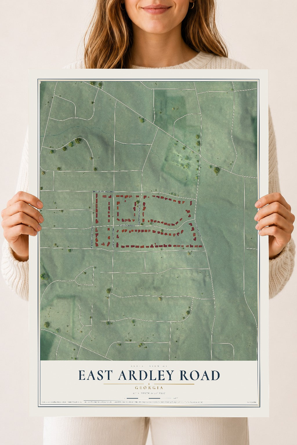 East Ardley Road, Georgia map print, 18" x 24" Archival Matte Print mockup