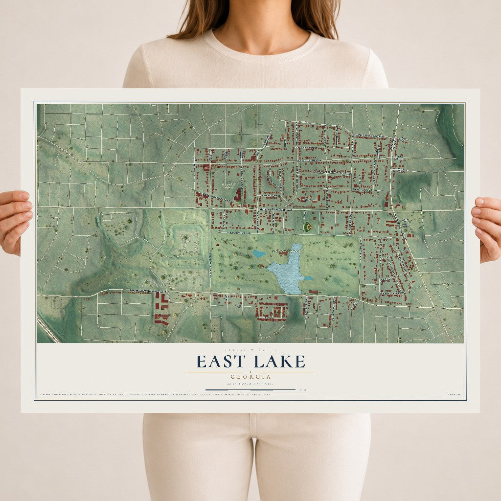 East Lake, Georgia map print, 18" x 24" Archival Matte Print mockup