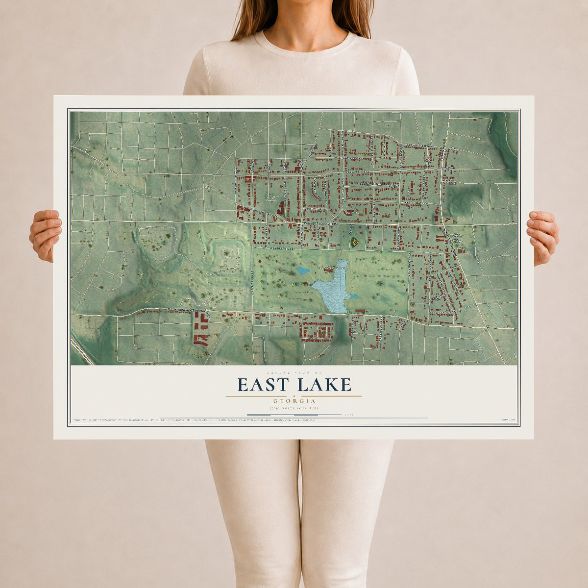 East Lake, Georgia map print, 24" x 36" Archival Matte Print mockup