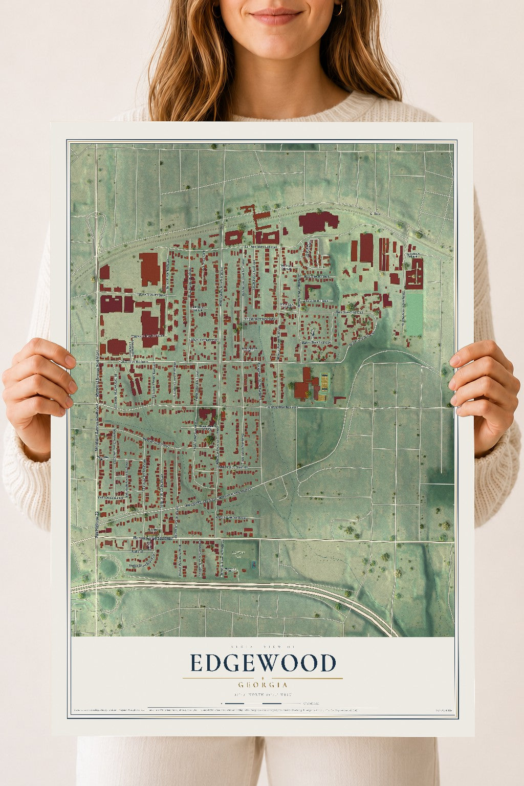 Edgewood, Georgia map print, 18" x 24" Archival Matte Print mockup