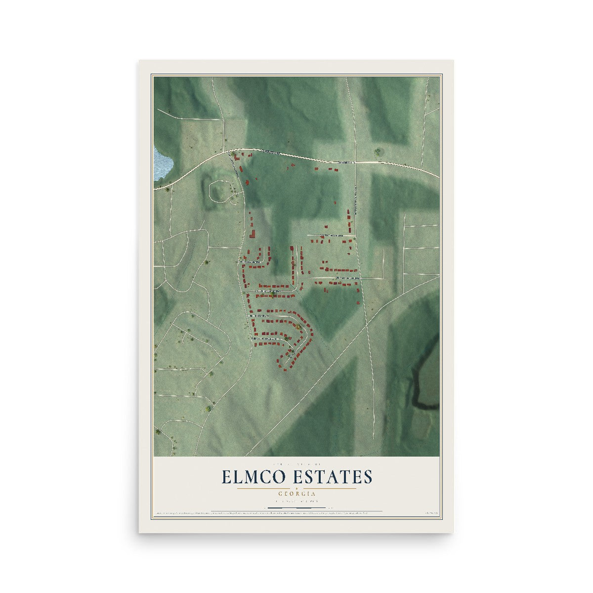 Elmco Estates, Georgia map print, 12" x 18" Archival Matte Print mockup