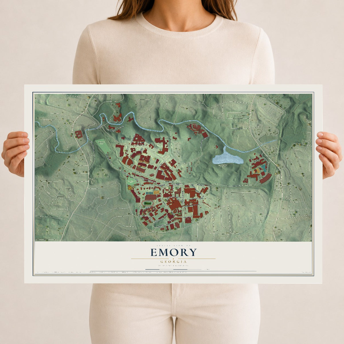 Emory, Georgia map print, 12" x 18" Archival Matte Print mockup