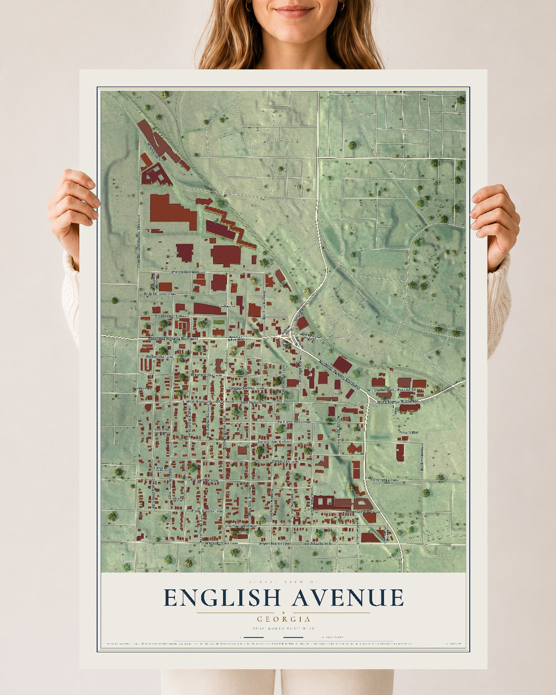 English Avenue, Georgia map print, 24" x 36" Archival Matte Print mockup