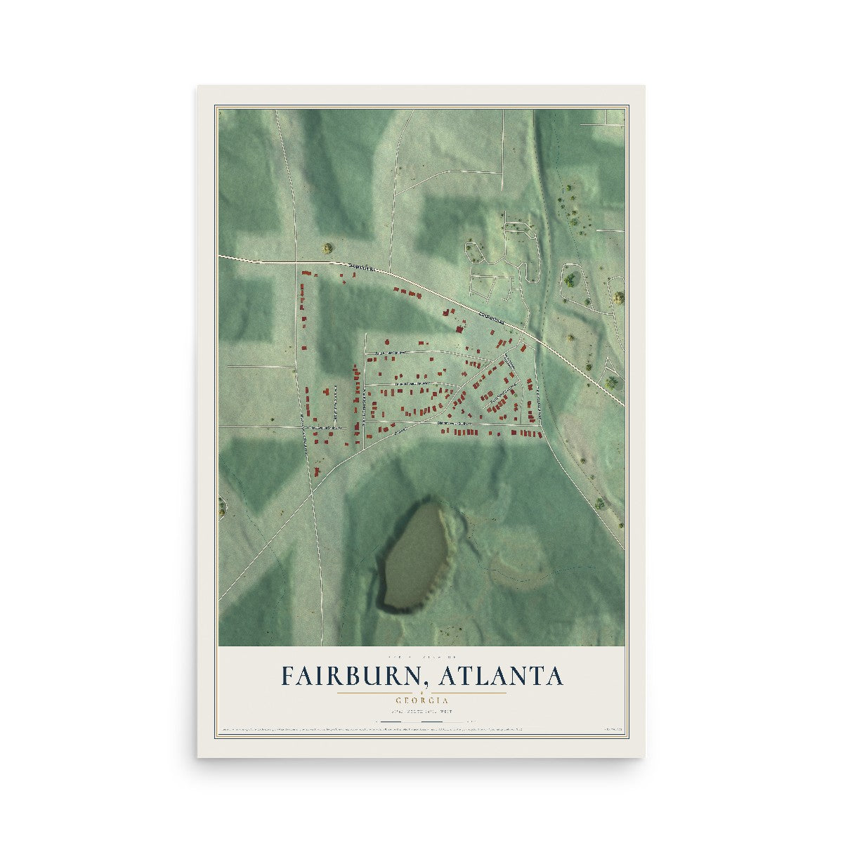 Fairburn, Georgia map print, 12" x 18" Archival Matte Print mockup