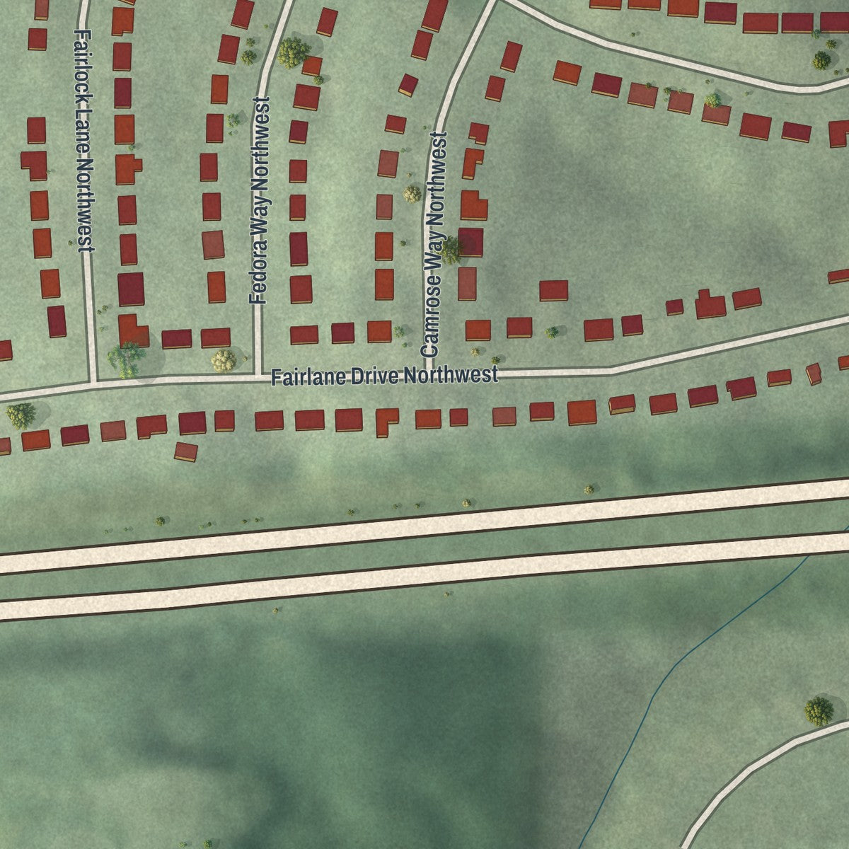 Close-up 1 of the Fairburn Heights, Georgia map artwork
